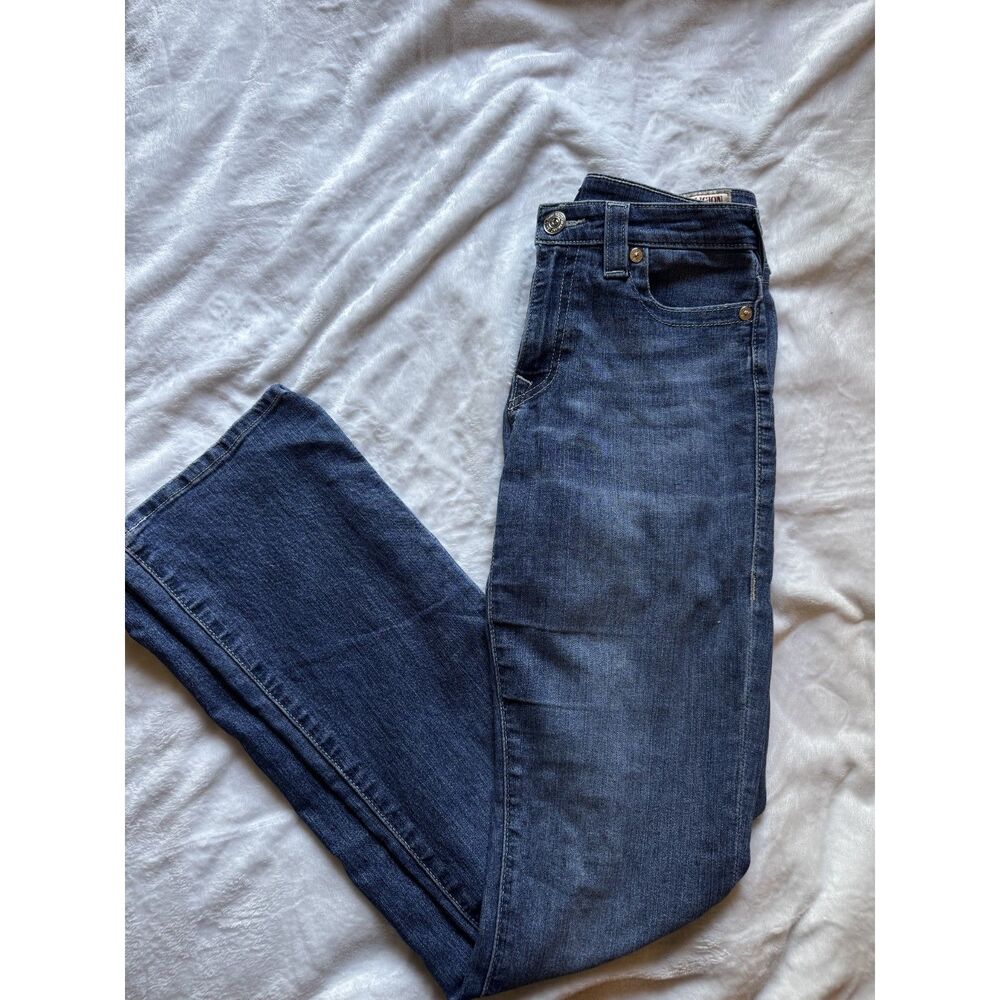 True Religion Becca Womens 27 Mid Rise Bootcut Jeans Blue Stretch Denim